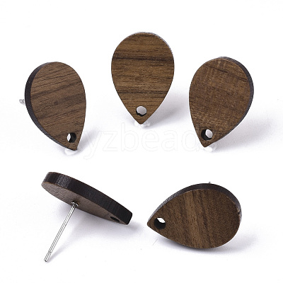 Walnut Wood Stud Earring Findings MAK-N033-007-1