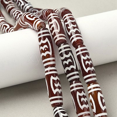Rice Shape Tibetan Style dZi Beads Strands G-A269-A25-01-1