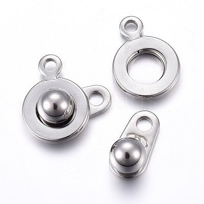 Non-Tarnish 201 Stainless Steel Snap Clasps X-STAS-C042-03P-1