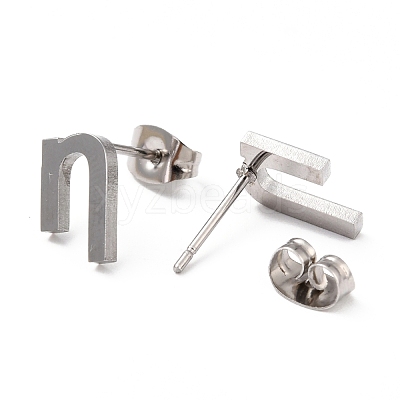Tarnish Resistant 304 Stainless Steel Greek Alphabet Stud Earrings STAS-D007-07P-03-1