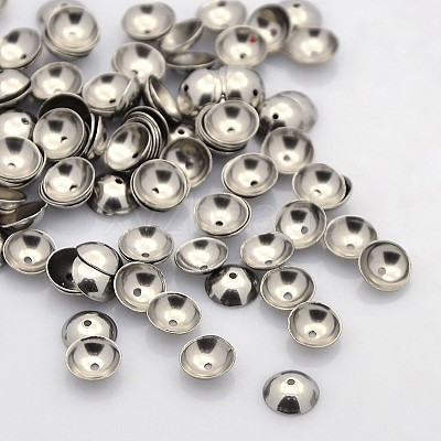 Tarnish Resistant Apetalous Half Round 304 Stainless Steel Bead Caps STAS-N039-01-1