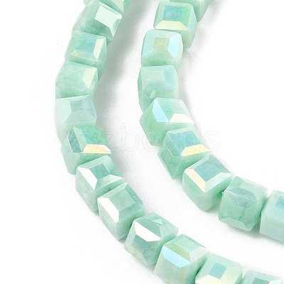 Electroplate Opaque Glass Beads Strands EGLA-U004-02F-1