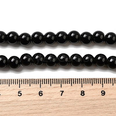Natural Black Obsidian Beads Strands G-L632-A01-6mm-1