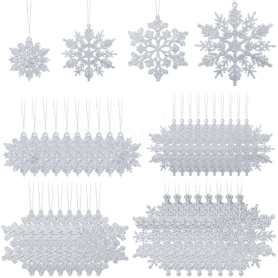 36Pcs Snowflake Plastic Pendant Decorations DIY-CP0013-33B-1