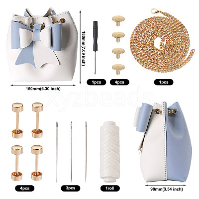 DIY Imitation Leather Knitting Crochet Bowknot Bucket Bags GN-TAC0001-06A-1