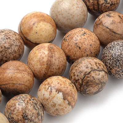 Natural Picture Jasper Beads Strands G-S259-27-8mm-1