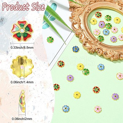 30Pcs 6 Colors Alloy Enamel Bead Caps FIND-CJ0005-52-1