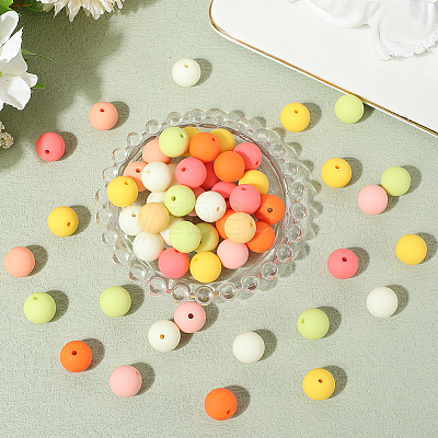 Rubberized Style Imitated Silicone Acrylic Beads MACR-PA0001-06A-03-1
