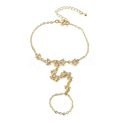 Brass Micro Pave Cubic Zirconia Mittens Bracelets BJEW-C156-01G-06-1