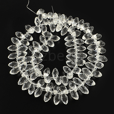Faceted Teardrop Transparent Glass Bead Strands GLAA-R155-6x12-14-1