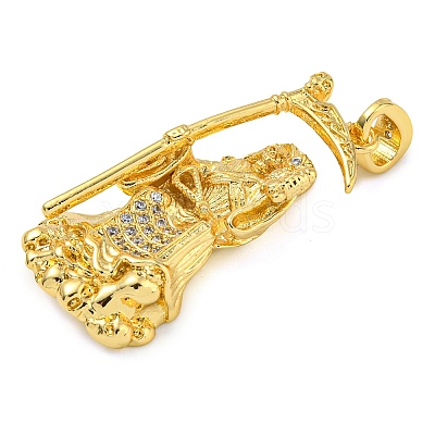 Rack Plating Brass Micro Pave Cubic Zirconia Pendants KK-Z063-09G-03-1