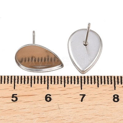 Tarnish Resistant Earring Cabochon Settings 304 Stainless Steel Ear Studs Blank Settings STAS-Q170-13-1