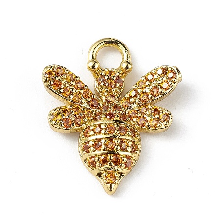 Rack Plating Brass Micro Pave Cubic Zirconia Pendants KK-C019-13G-02-1