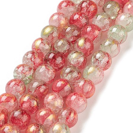 Baking Painted Crackle Glass Bead Strands DGLA-R053-05D-1