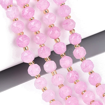 Ombre Effect Dyed Transparent Crackle Glass Beads Strands GLAA-Q111-8MM-06-1