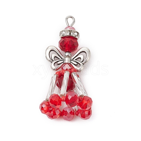 Handmade Glass Seed Beaded Angel Pendants PALLOY-MZ00497-03-1