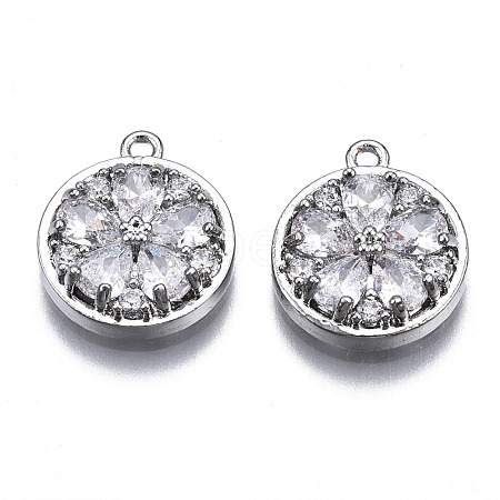 Brass Micro Pave Clear Cubic Zirconia Charms ZIRC-S069-023P-1