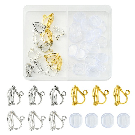 12Pcs 3 Colors Brass Clip-on Earring Findings KK-FS0001-33-1