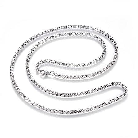 Non-Tarnish 304 Stainless Steel Box Chain Necklaces NJEW-G271-12P-1