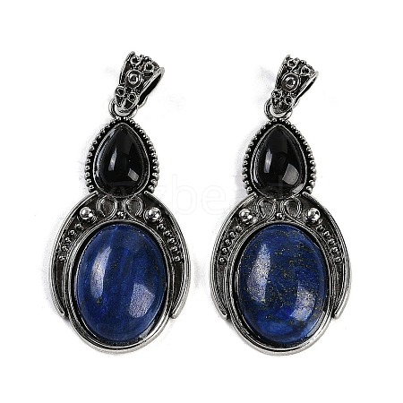 Dyed Natural Lapis Lazuli & Obsidian Pendants G-I370-08AS-07-1