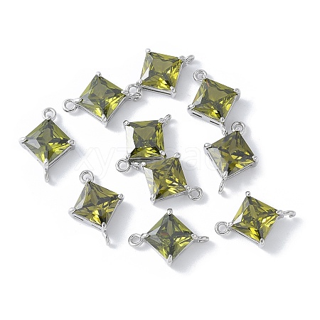 Brass Pave Cubic Zirconia Connector Charms KK-F892-53P-07-1