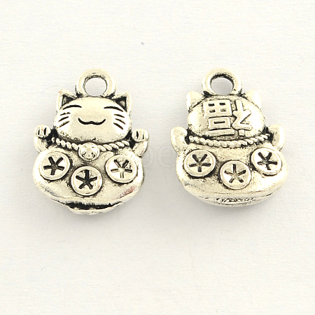 Tibetan Style Zinc Alloy Lucky Kitten Charms X-TIBEP-S288-25-1