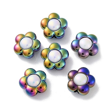 UV Plating Rainbow Iridescent Acrylic Beads OACR-H112-19B-1