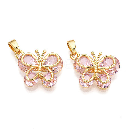 Brass Micro Pave Cubic Zirconia Pendants KK-N254-228G-1