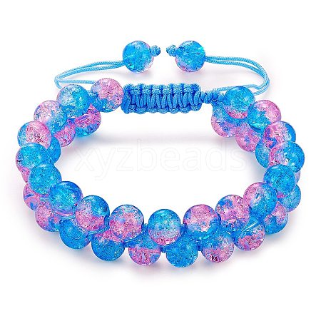 Sparkling Round Glass Braided Bead Bracelet BJEW-SW00082-16-1