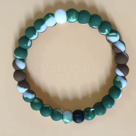 Yin-yang Style Silicone Round Beaded Bracelets for Women Men FS-WG639CC-19-1