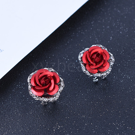 Alloy Rhinestone Stud Earrings WG72A22-01-1