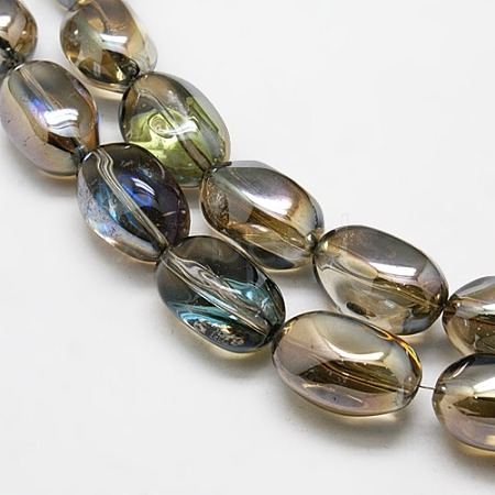 Full Rainbow Plated Crystal Glass Oval Beads Strands EGLA-F026-A03-1