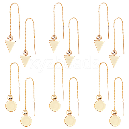 Unicraftale 12Pcs 2 Styles Brass Stud Earring Findings KK-UN0001-09-1