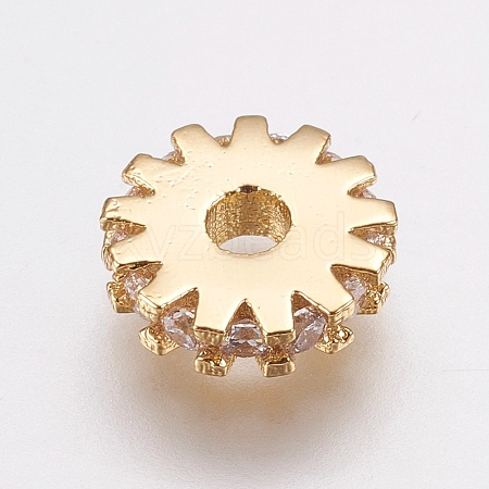 Brass Micro Pave Cubic Zirconia Bead Spacers LS-ZIRC-E143-21G-1