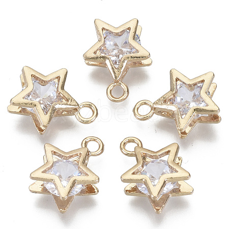 Brass Micro Cubic Zirconia Charms X-KK-N235-034A-1