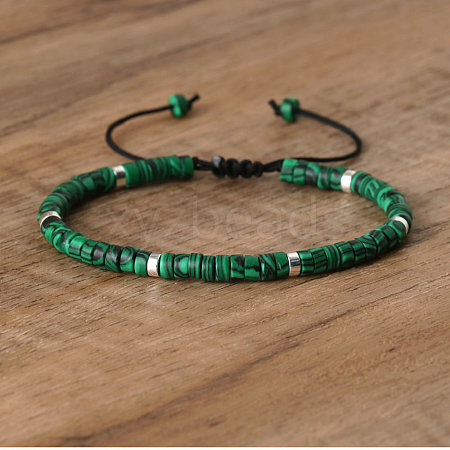 Synthetic Malachite Beaded Braided Bracelets QH4784-24-1