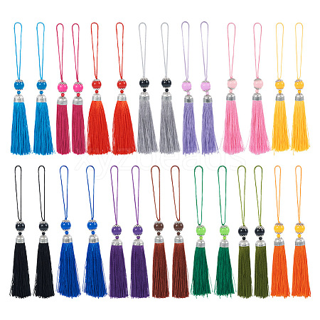  28Pcs 14 Colors Polyester Tassel Big Pendants Decorations HJEW-TA0001-07-1