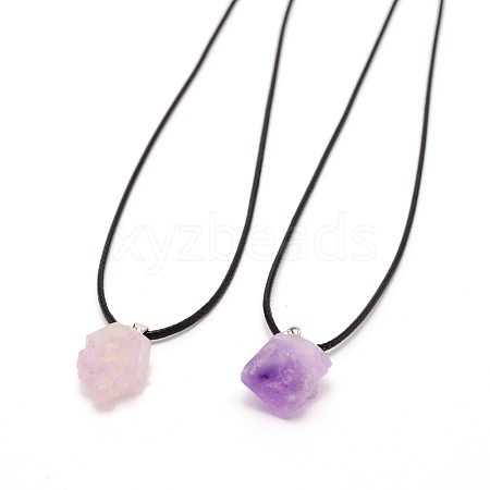 Nuggets Natural Amethyst Pendant Necklace NJEW-WH0002-08-1