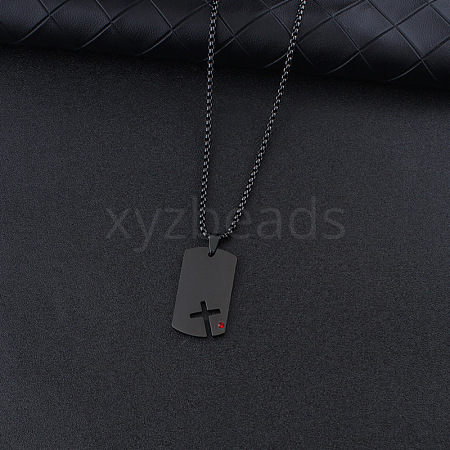 201 Stainless Steel Ruby Rhinestone Pendant Necklaces FS-WGBCC8A-03-1