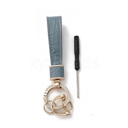 Microfiber & Zinc Alloy & Crystal Rhinestone Keychain KEYC-G062-01A-1