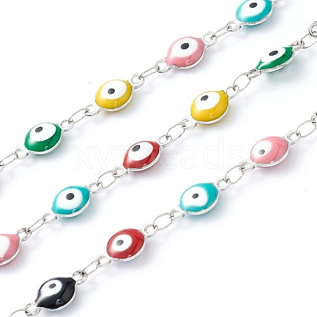 304 Stainless Steel Enamel  Link Chains STAS-H145-17P-1