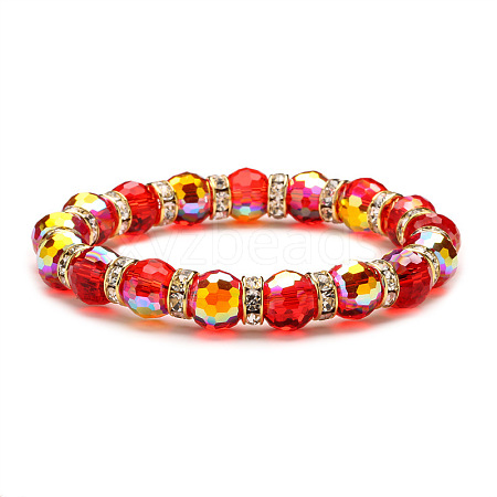 Sparkling Multi-Colored Crystal Glass Bead Bracelet with 96 Facets ST4882306-1