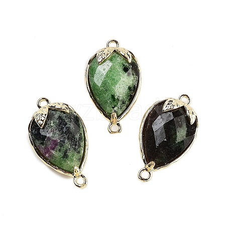 Natural Ruby in Zoisite Faceted Teardrop Connector Charms G-B081-03G-08-1