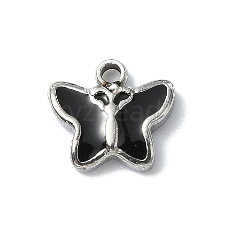 304 Stainless Steel Black Enamel Charms STAS-L022-439P-01-1