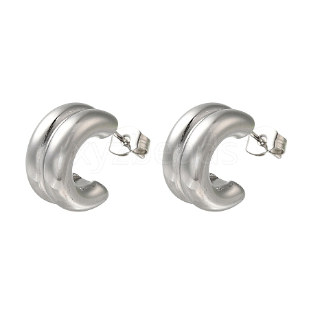 304 Stainless Steel C-Shaped Stud Earrings for Women EJEW-S237-09-1