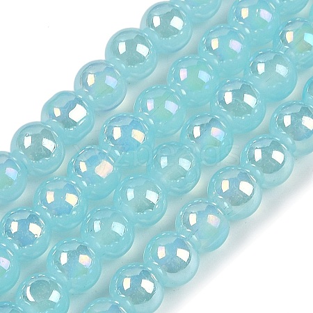 Baking Painted Electroplate Glass Beads Strands GLAA-G120-01J-1