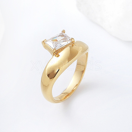 304 Stainless Steel Glass Finger Rings MD8256-1-1