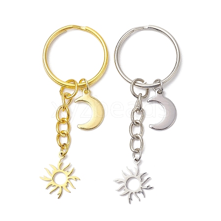 201 Stainless Steel Sun & 304 Stainless Steel Moon Keychain KEYC-JKC00974-1