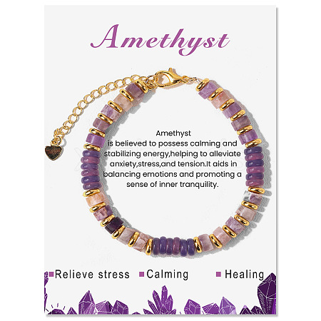 Adjustable Natural Amethyst Bead Bracelets PW-WG4E155-06-1