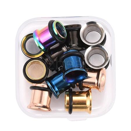 12Pcs 6 Colors 316 Surgical Stainless Steel Screw Ear Gauges Flesh Tunnels Plugs STAS-YW0001-15-1